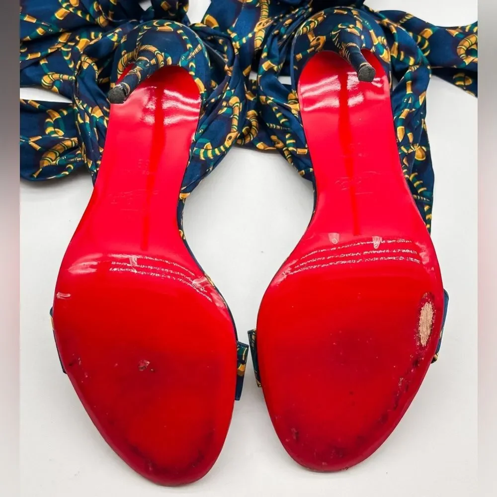 Christian Louboutin Du Desert 100 Crepe Satin in Obscur High Heel Sandals EU 39